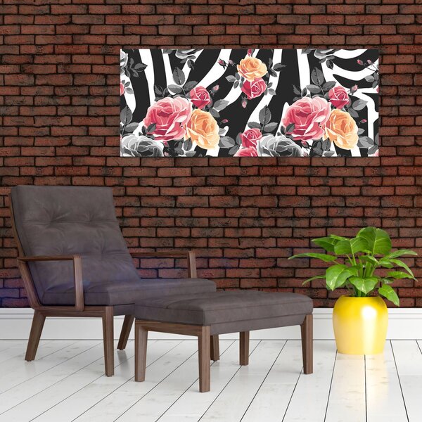 Tablou cu trandafiri înfloriți (120x50 cm)