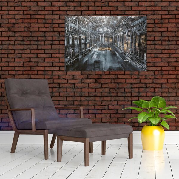 Tablou cu u interiorul clădirii vechi (90x60 cm)