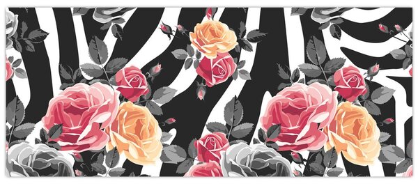 Tablou cu trandafiri înfloriți (120x50 cm)