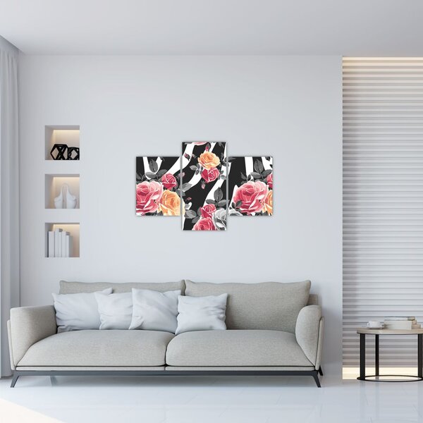 Tablou cu trandafiri înfloriți (90x60 cm)