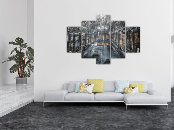 Tablou cu u interiorul clădirii vechi (150x105 cm)