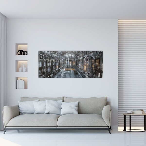 Tablou cu u interiorul clădirii vechi (120x50 cm)