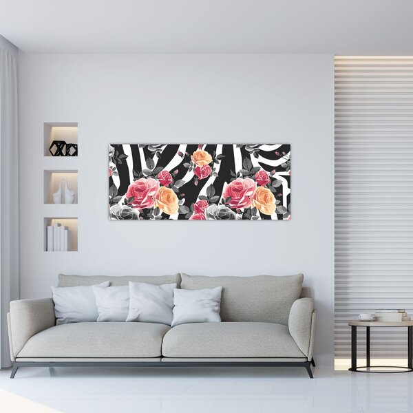 Tablou cu trandafiri înfloriți (120x50 cm)