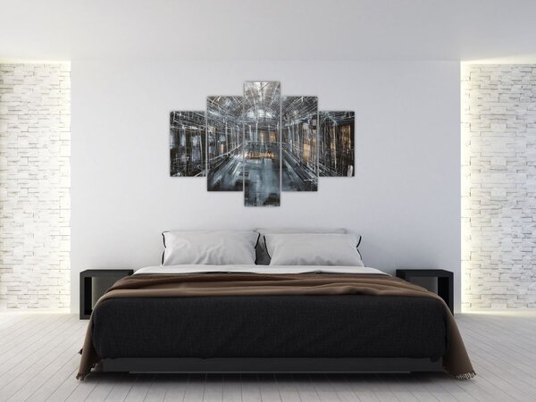 Tablou cu u interiorul clădirii vechi (150x105 cm)