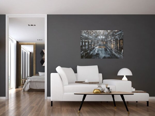Tablou cu u interiorul clădirii vechi (90x60 cm)