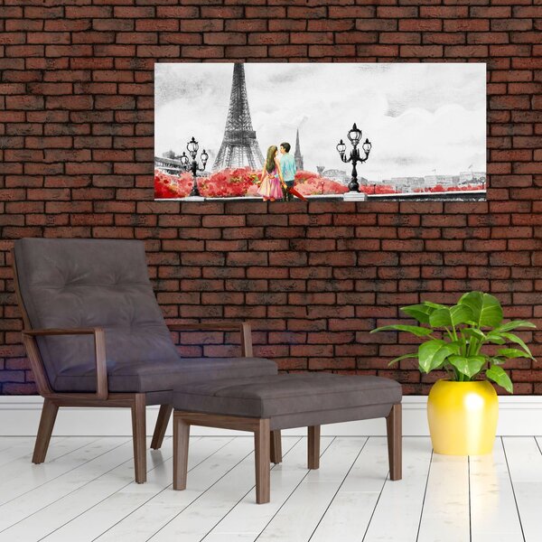 Tablou îndrăgostiții în Paris (120x50 cm)