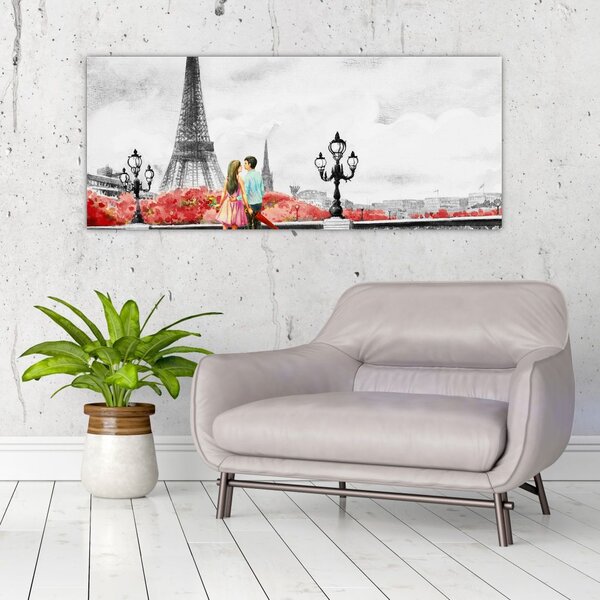 Tablou îndrăgostiții în Paris (120x50 cm)