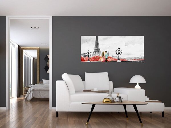 Tablou îndrăgostiții în Paris (120x50 cm)