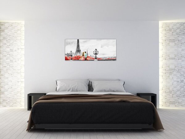 Tablou îndrăgostiții în Paris (120x50 cm)