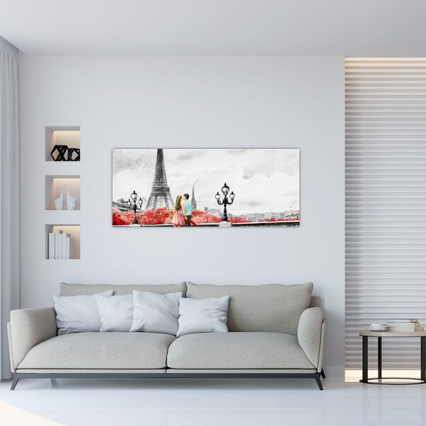 Tablou îndrăgostiții în Paris (120x50 cm)
