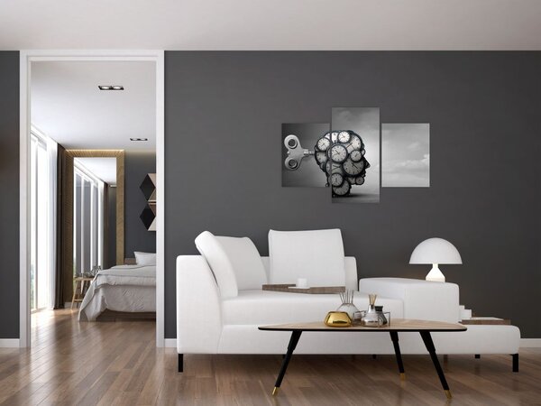 Tablou artistic cu cu cap și ceas (90x60 cm)