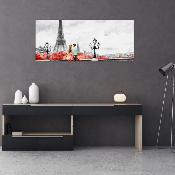 Tablou îndrăgostiții în Paris (120x50 cm)