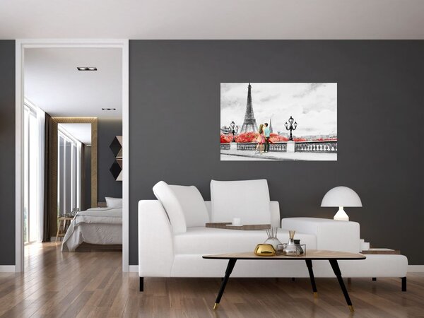 Tablou îndrăgostiții în Paris (90x60 cm)
