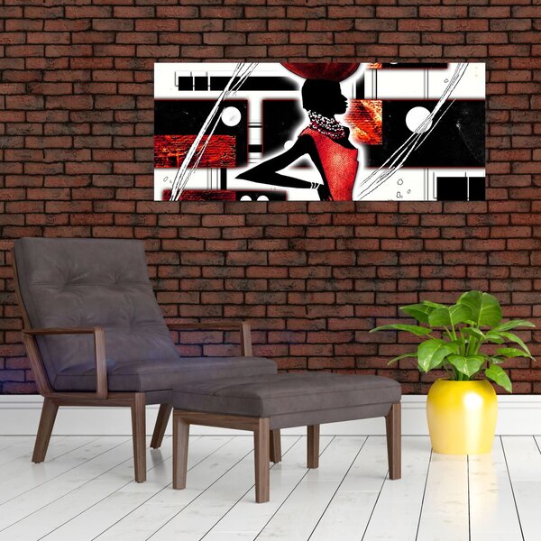 Tablou picuturii cu damă străveche (120x50 cm)