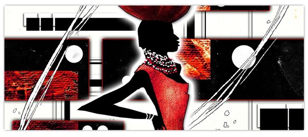 Tablou picuturii cu damă străveche (120x50 cm)