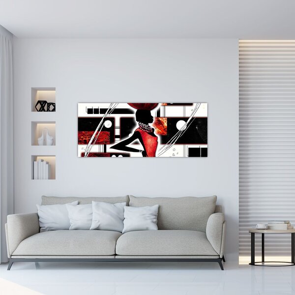 Tablou picuturii cu damă străveche (120x50 cm)