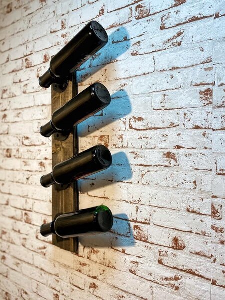 Suport pentru sticle de vin in stil industrial Avalon wenge/negru