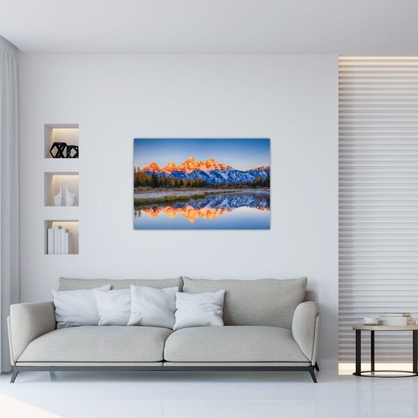 Tablou cu vârfuri de munți înzăpezăți (90x60 cm)