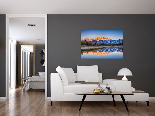 Tablou cu vârfuri de munți înzăpezăți (90x60 cm)