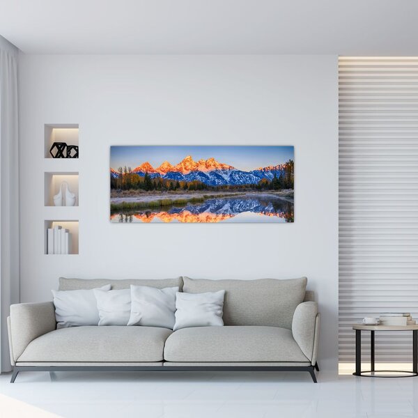 Tablou cu vârfuri de munți înzăpezăți (120x50 cm)