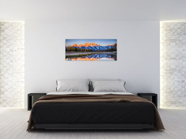 Tablou cu vârfuri de munți înzăpezăți (120x50 cm)