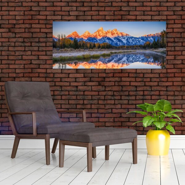 Tablou cu vârfuri de munți înzăpezăți (120x50 cm)