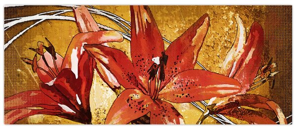 Tablou cu flori de crini (120x50 cm)