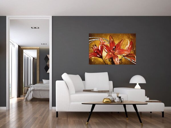 Tablou cu flori de crini (90x60 cm)