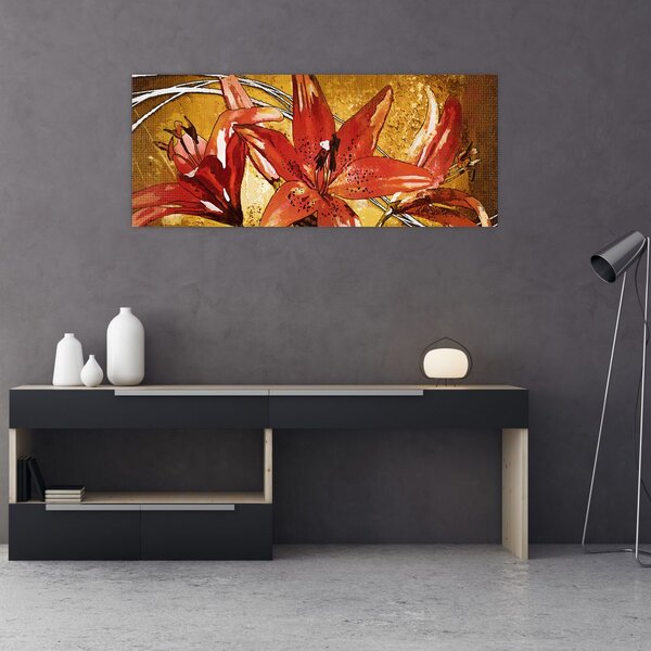 Tablou cu flori de crini (120x50 cm)