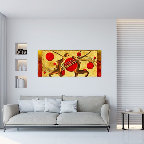 Tablou abstract cu două femei (120x50 cm)