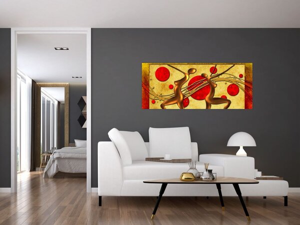 Tablou abstract cu două femei (120x50 cm)