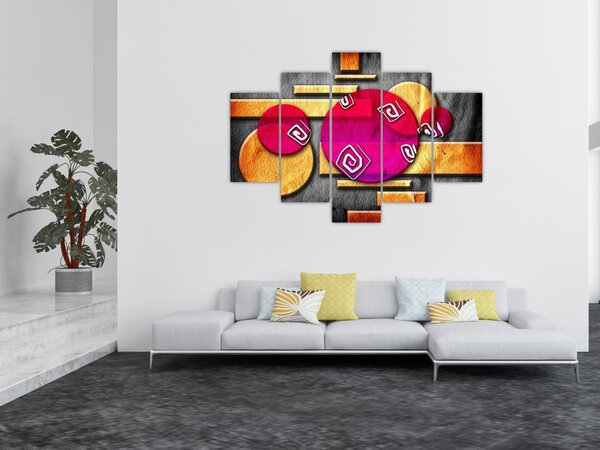 Tablou abstract cu simboluri istorice (150x105 cm)