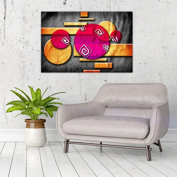 Tablou abstract cu simboluri istorice (90x60 cm)