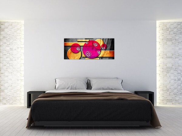 Tablou abstract cu simboluri istorice (120x50 cm)