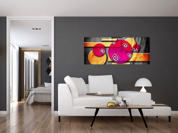 Tablou abstract cu simboluri istorice (120x50 cm)