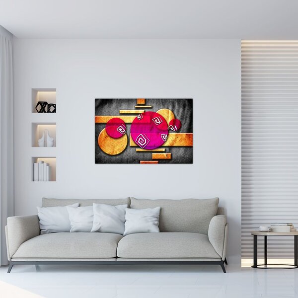 Tablou abstract cu simboluri istorice (90x60 cm)