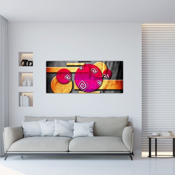 Tablou abstract cu simboluri istorice (120x50 cm)
