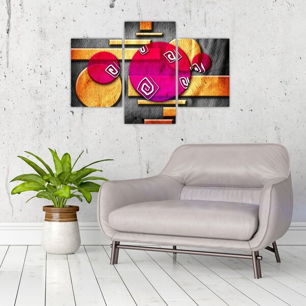 Tablou abstract cu simboluri istorice (90x60 cm)