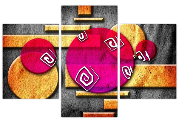 Tablou abstract cu simboluri istorice (90x60 cm)