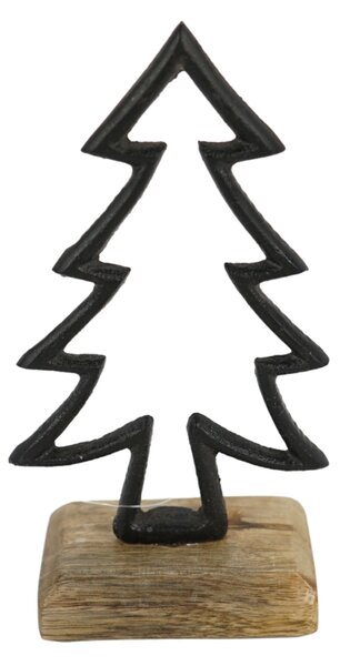 Decoratiune de Craciun CHRISTMAS TREE din lemn de mango 17cm, neagra
