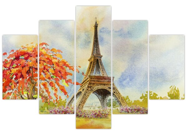 Tablou pictat cu turnul Eiffel (150x105 cm)