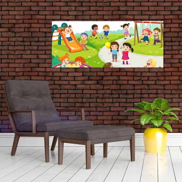 Tablou cu bucuriile copiilor în nisip (120x50 cm)