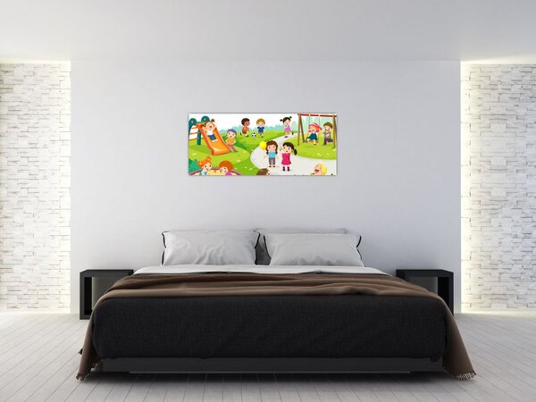 Tablou cu bucuriile copiilor în nisip (120x50 cm)