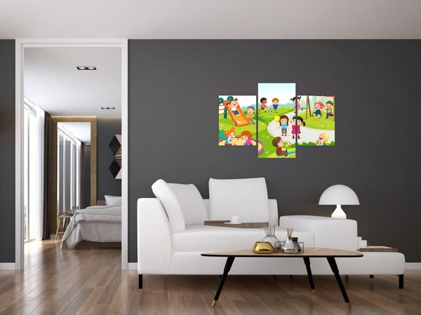 Tablou cu bucuriile copiilor în nisip (90x60 cm)