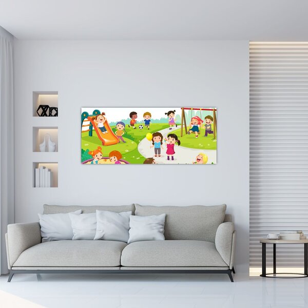 Tablou cu bucuriile copiilor în nisip (120x50 cm)