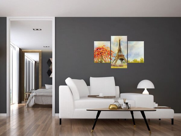 Tablou pictat cu turnul Eiffel (90x60 cm)