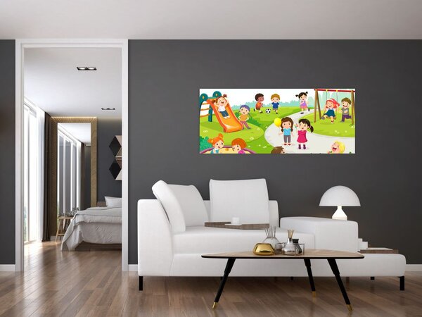 Tablou cu bucuriile copiilor în nisip (120x50 cm)