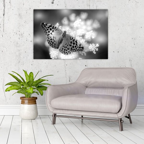 Tablou - Detailu cu fluture care polenizează floare (90x60 cm)