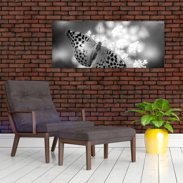 Tablou - Detailu cu fluture care polenizează floare (120x50 cm)