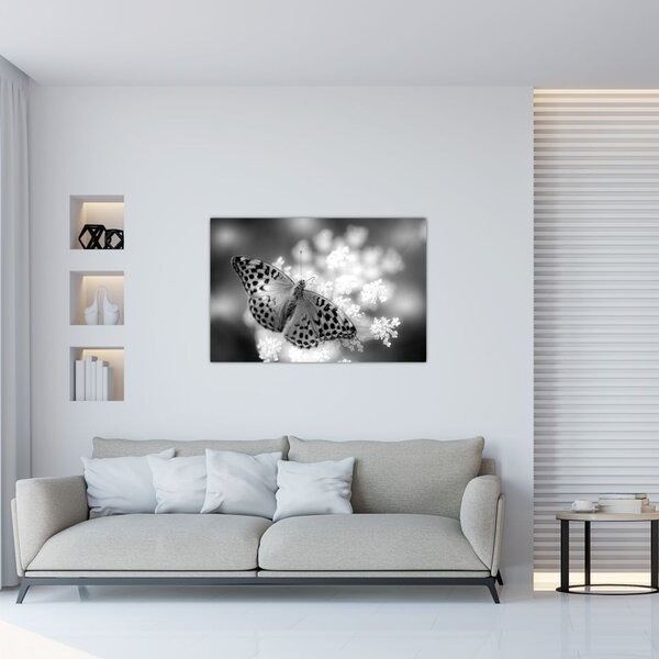 Tablou - Detailu cu fluture care polenizează floare (90x60 cm)